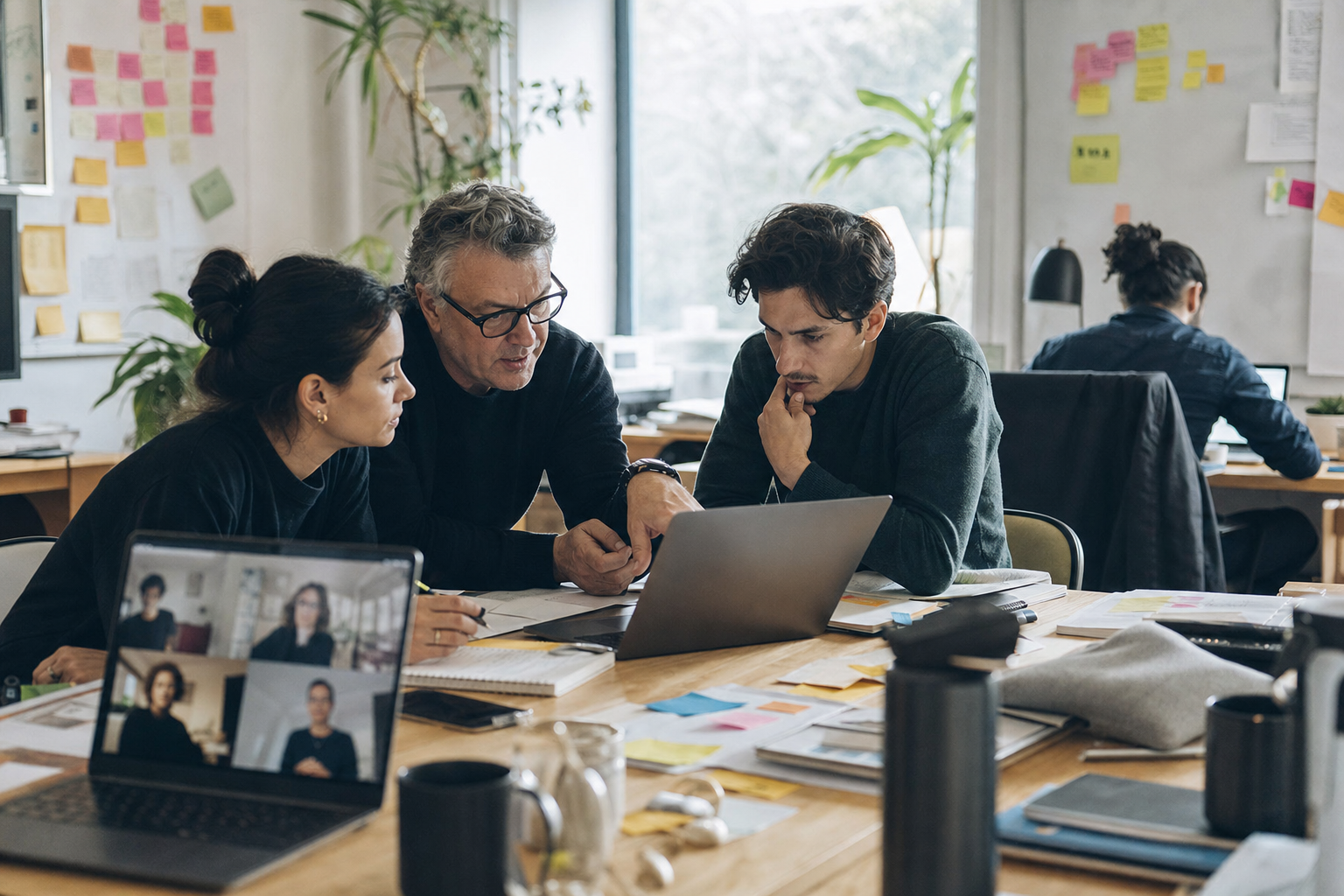 A startup team and advisor working through a coordination problem